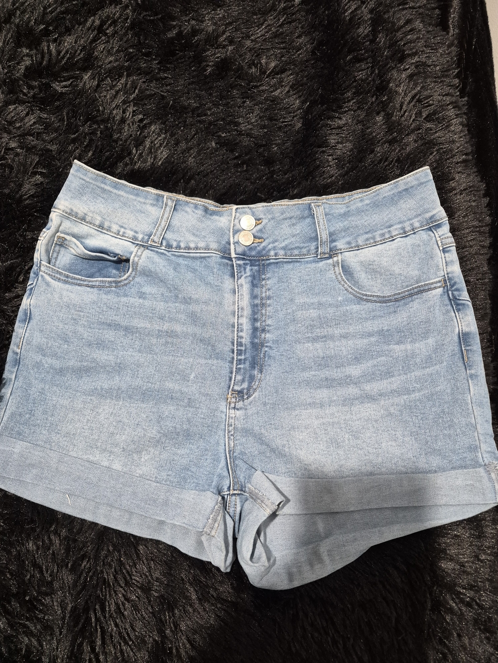 Forever 21 Light Blue High-Rise Denim Shorts